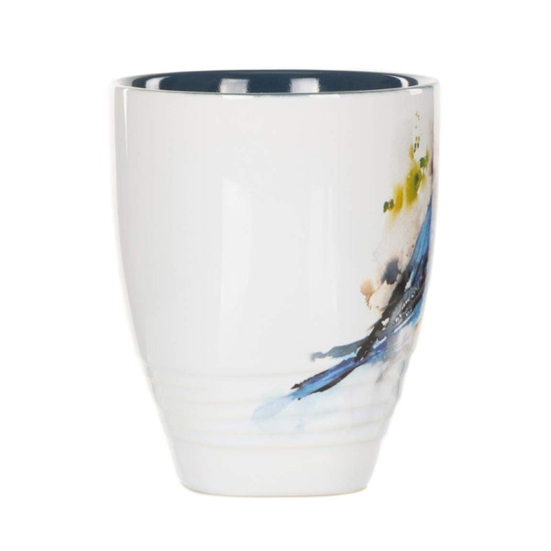 DEMDACO Dean Crouser Bluebird Watercolor Blue On White 16 Ounce Glossy Stoneware Mug With Handle - Image 3